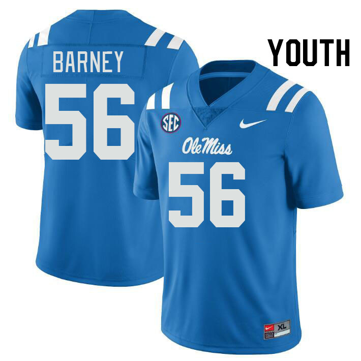 Youth #56 CJ Barney Ole Miss Rebels College Football Jerseys Stitched-Power Blue